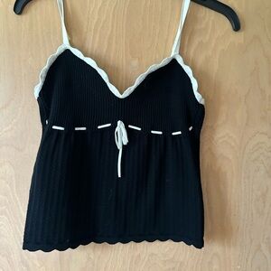 Wilfred Black Ribbed Camisole with Cream Trim